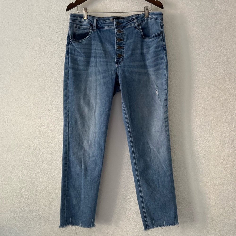 KUT from the Kloth Rachael Mom Jeans Raw Hem Retro Size 16 High Rise Button Fly - Picture 15 of 15